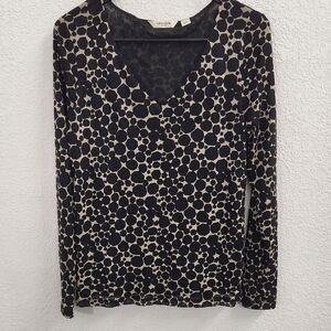 Liz Claiborne Black White Polka Dot Blouse